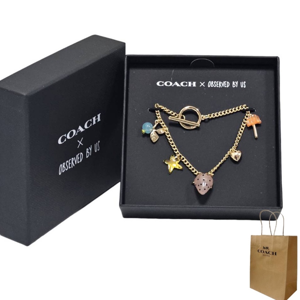 Coach Gold Charm Bracelet with Colorful Accents - Picture 1 of 6